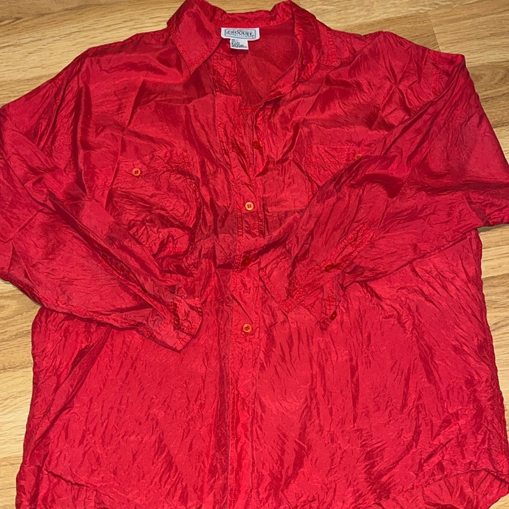 Red Silk Blouse